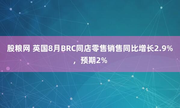 股粮网 英国8月BRC同店零售销售同比增长2.9%，预期2%