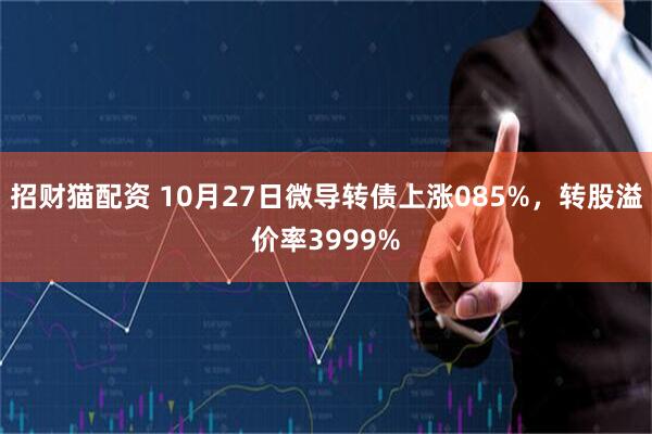 招财猫配资 10月27日微导转债上涨085%，转股溢价率3999%